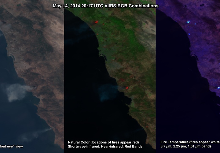 VIIRS RGB Comparisons - San Diego Wildfires 2014