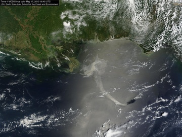MODIS image of the Deepwater Horizon oil slick in the northern Gulf of Mexico