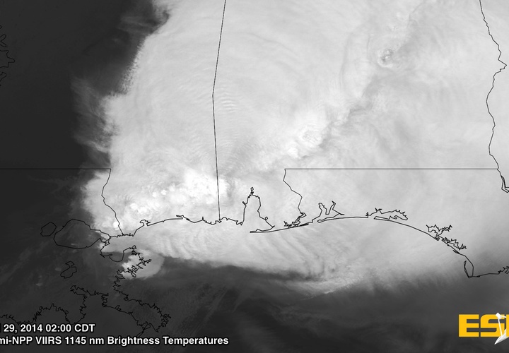 Suomi-NPP IR: Gulf Coast April 29, 2014 07:00 UTC 